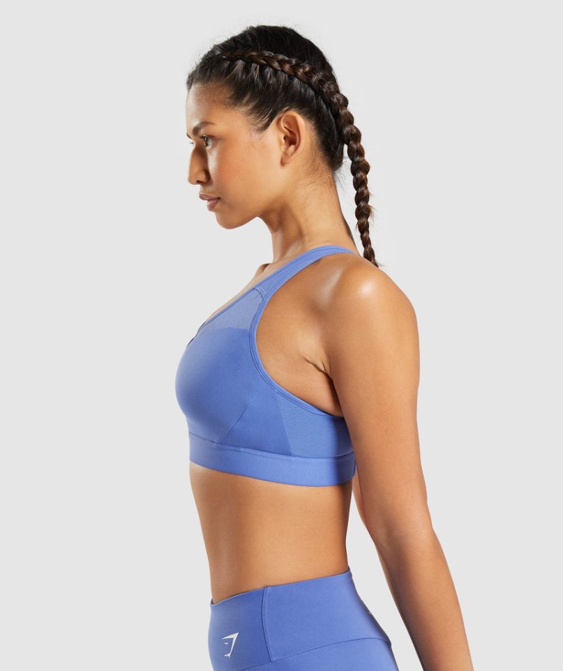 Women's Gymshark Open Back Sports Bra Blue | CA 0163NA